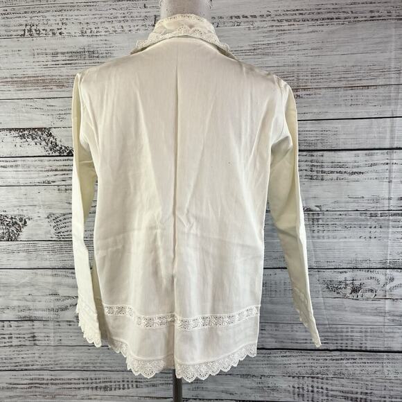 Vintage Ivory Handmade Dressing Bed Jacket Chemise Robe Lace Collar size L/XL - Picture 16 of 16